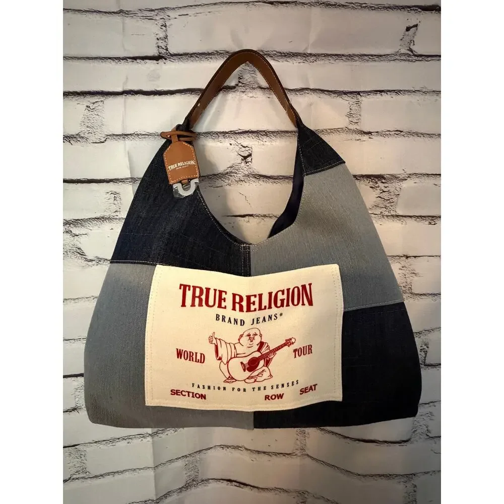 True Religion Large Patchwork Denim Hobo Bag | Buddha Boho Style